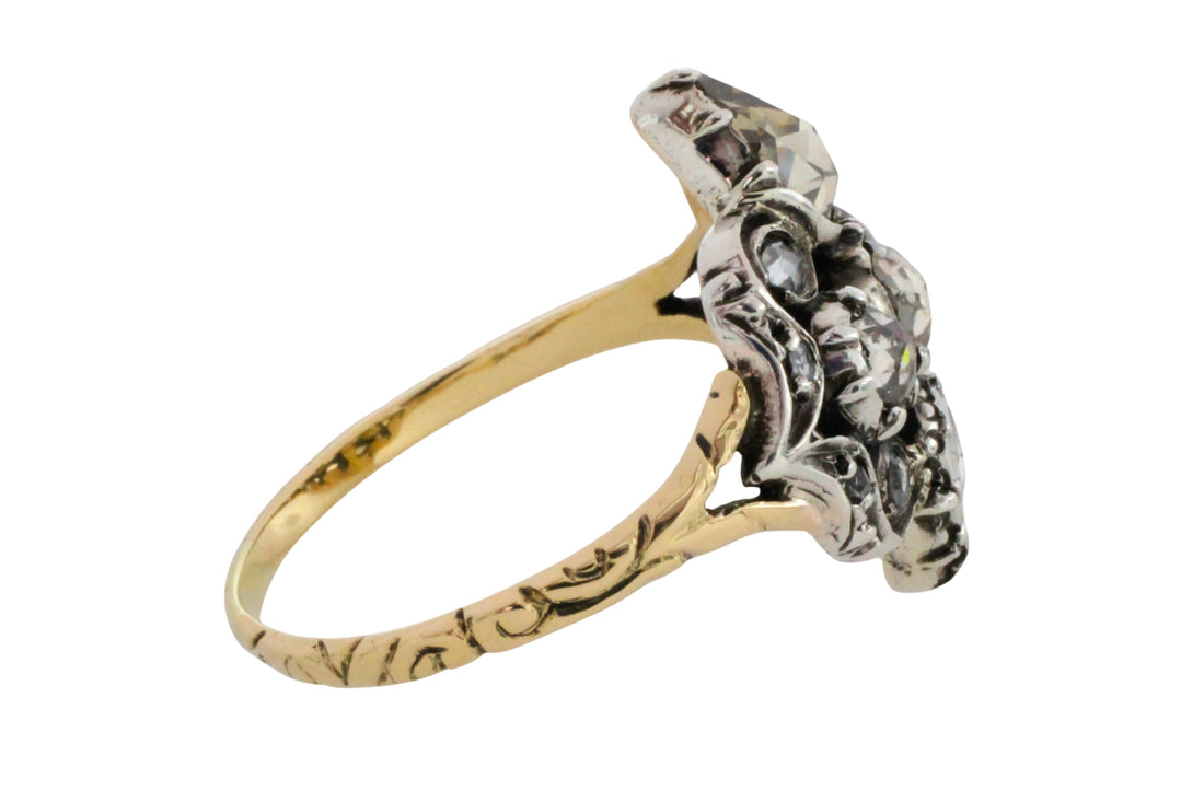 Antique rose diamond ring in silver and gold-Antique rings-The Antique Ring Shop
