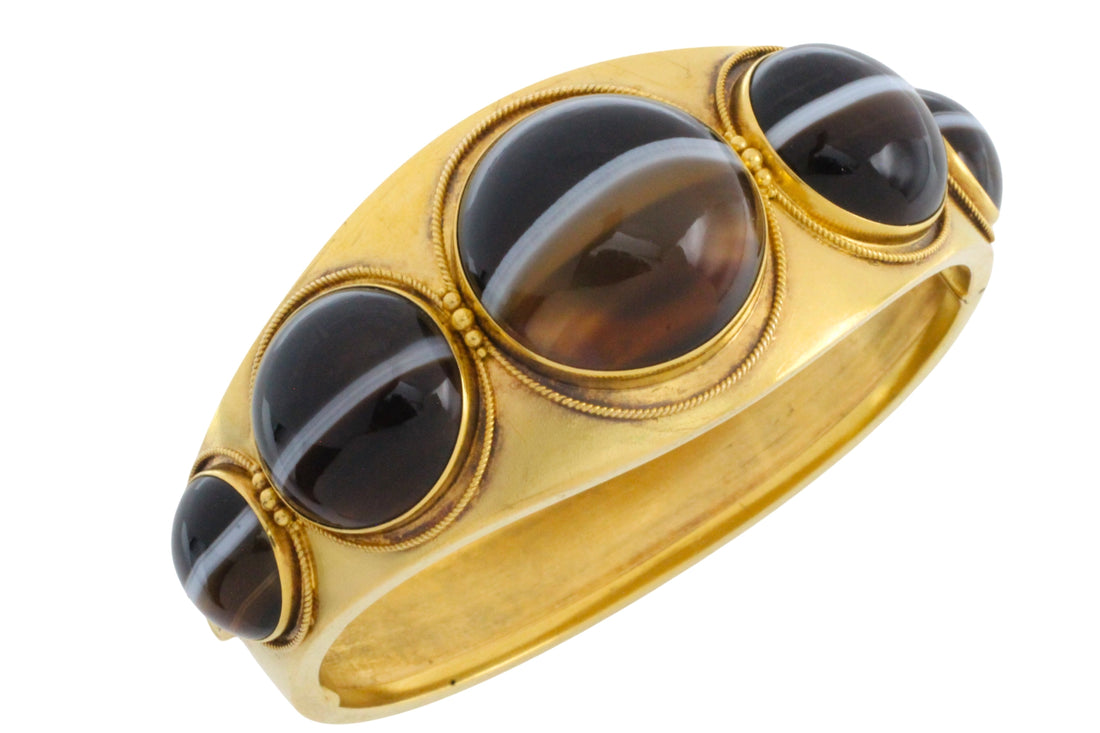 Victorian agate bracelet in 15 carat gold-Bracelets-The Antique Ring Shop