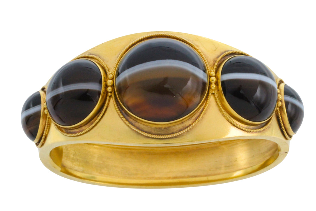 Victorian agate bracelet in 15 carat gold-Bracelets-The Antique Ring Shop