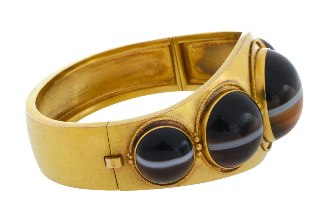 Victorian agate bracelet in 15 carat gold-Bracelets-The Antique Ring Shop