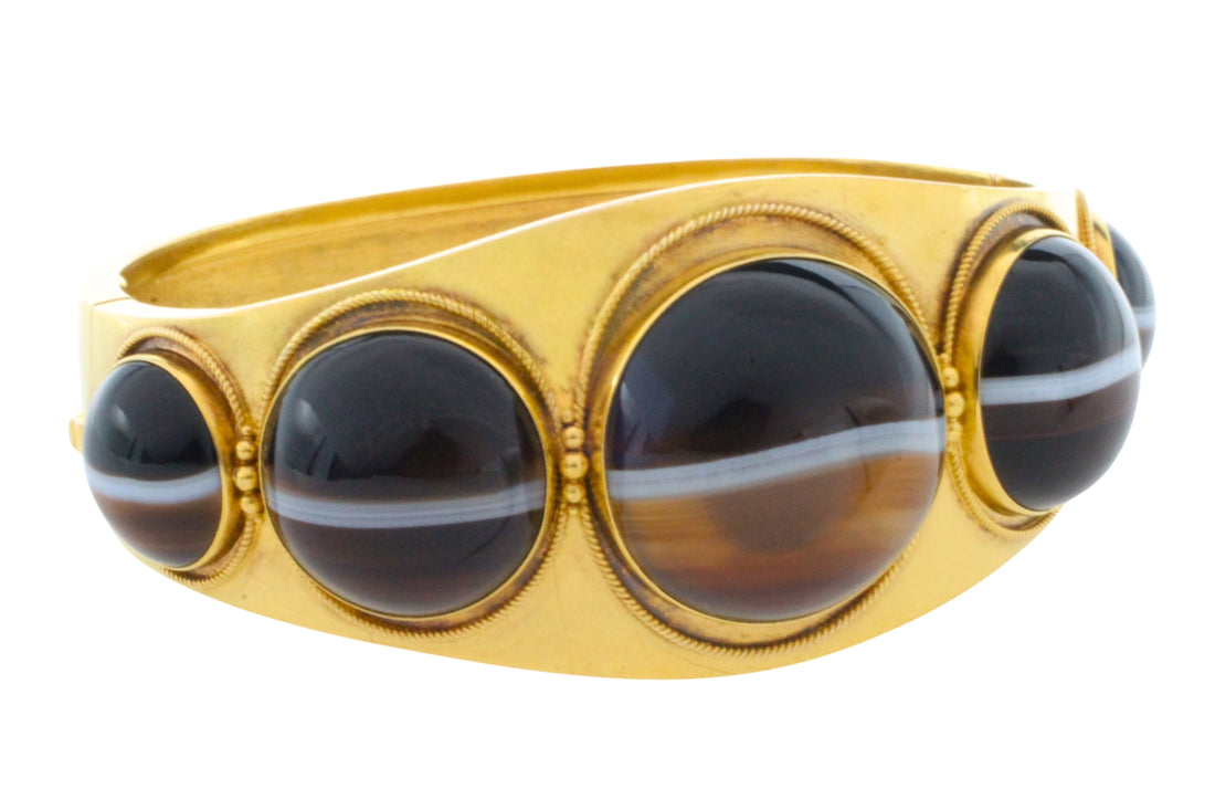 Victorian agate bracelet in 15 carat gold-Bracelets-The Antique Ring Shop