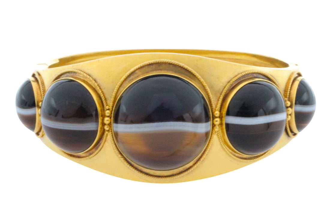 Victorian agate bracelet in 15 carat gold-Bracelets-The Antique Ring Shop