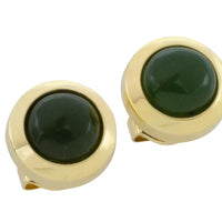 Nephrite jade studs in 14 carat gold