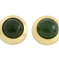 Nephrite jade studs in 14 carat gold