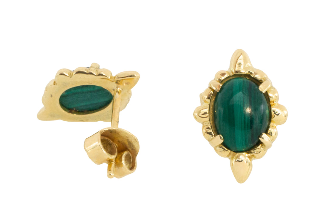 Malachite earrings in 14 carat gold