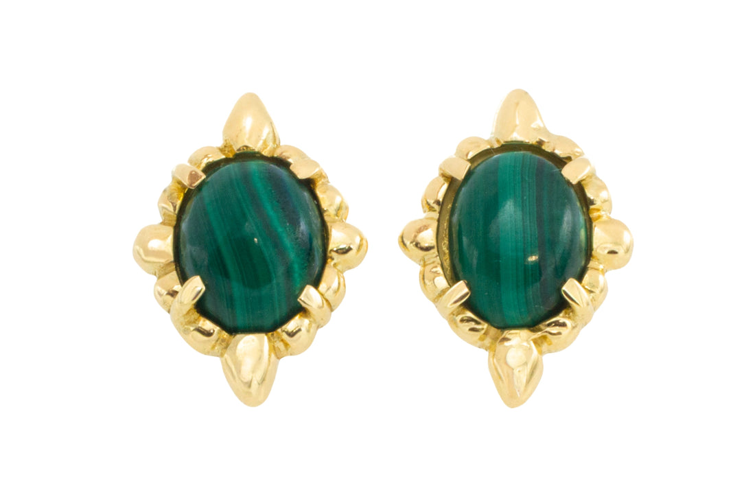 Malachite earrings in 14 carat gold
