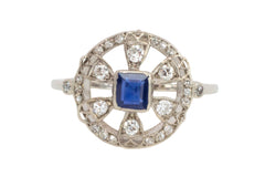 Platinum Art Deco sapphire and diamond ring-Vintage rings-The Antique Ring Shop