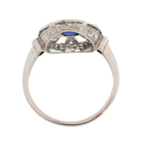 Platinum Art Deco sapphire and diamond ring