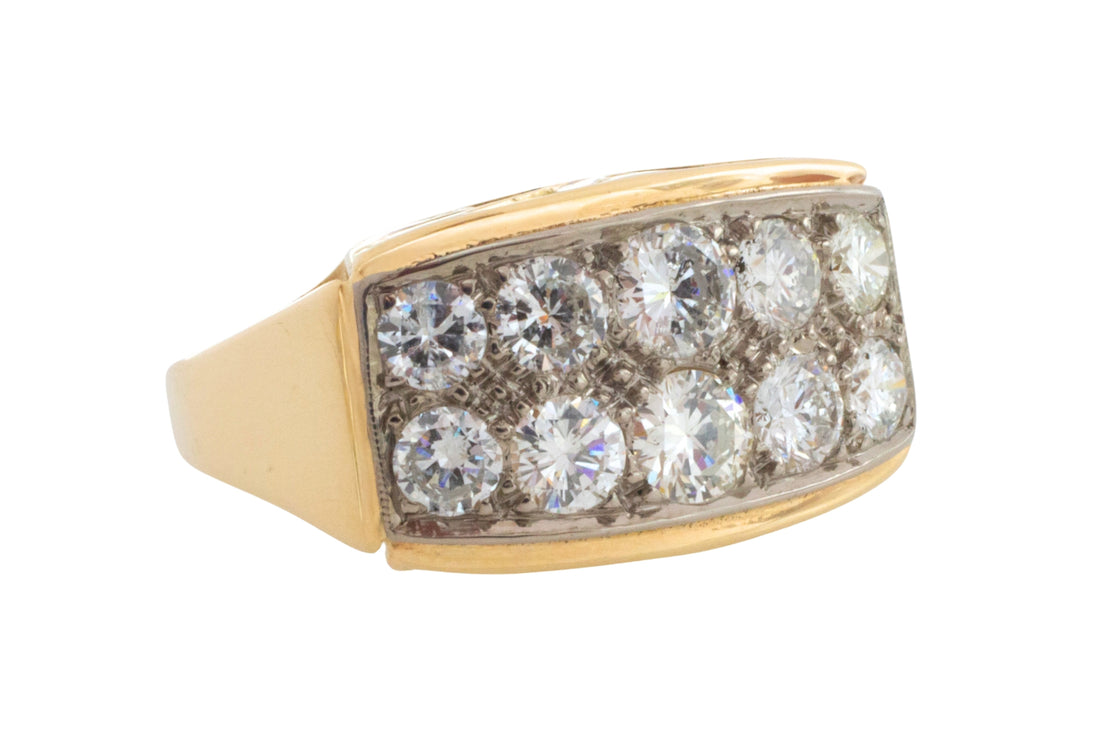 Vintage diamond double row ring in 14 carat gold