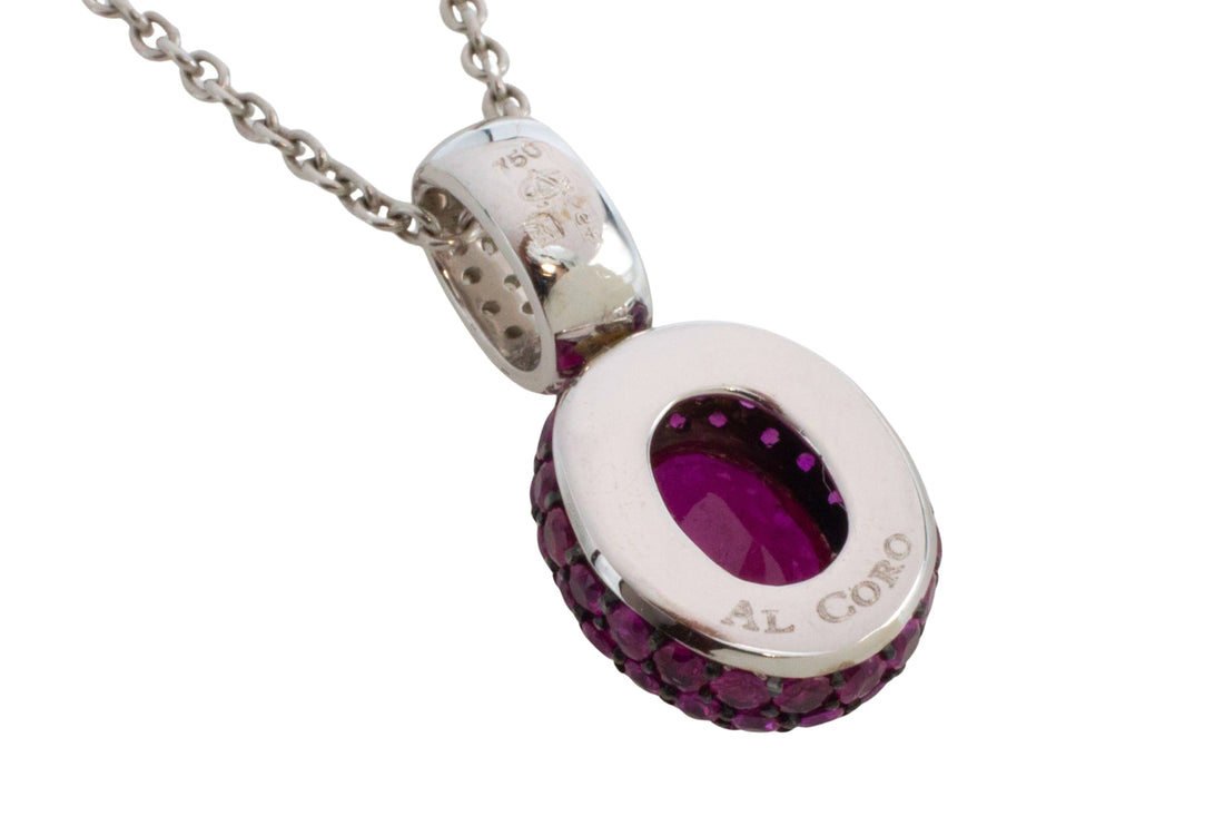 Ruby and diamond pendant in white gold