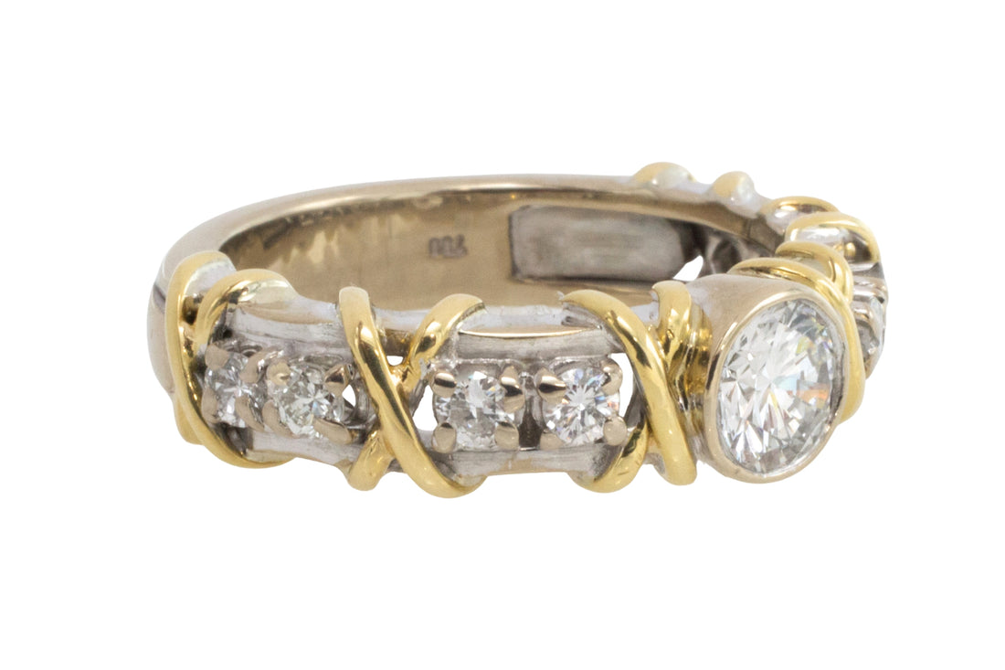 Diamond ring in yellow and white gold