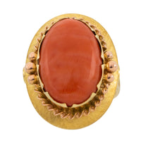 Cabochon angel skin ring in 14 carat gold