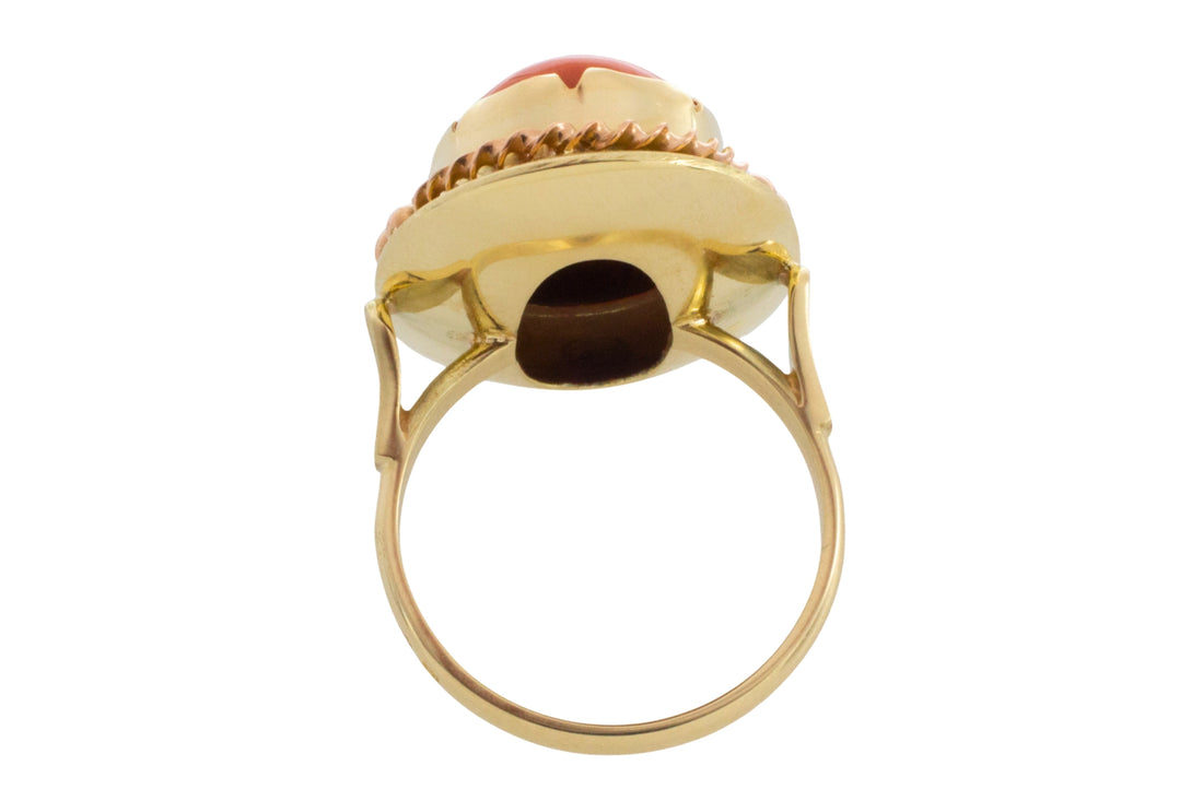 Cabochon angel skin ring in 14 carat gold