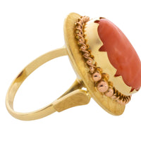 Cabochon angel skin ring in 14 carat gold