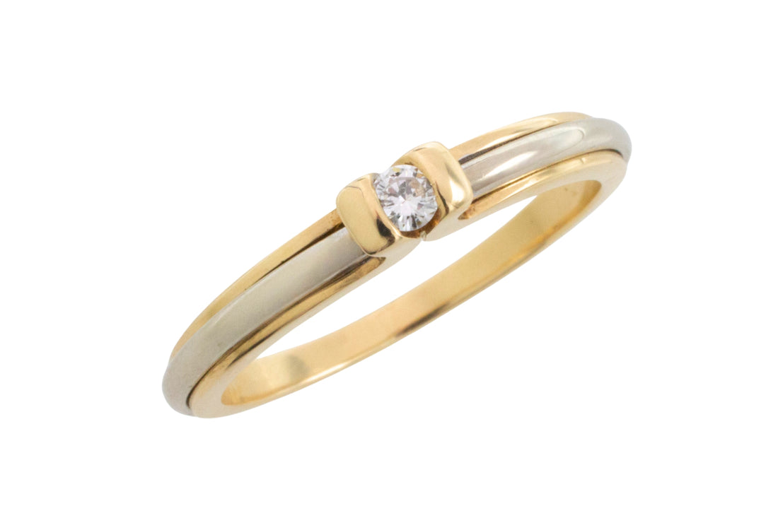 Vintage yellow and white diamond gold solitaire ring