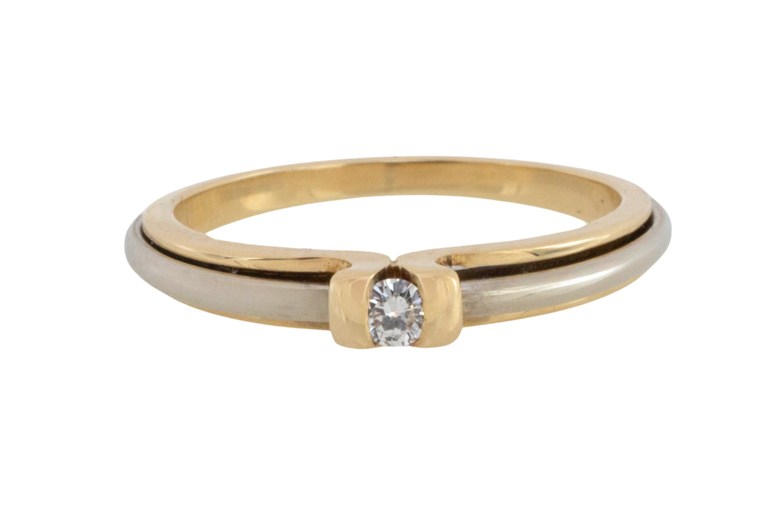 Vintage yellow and white diamond gold solitaire ring