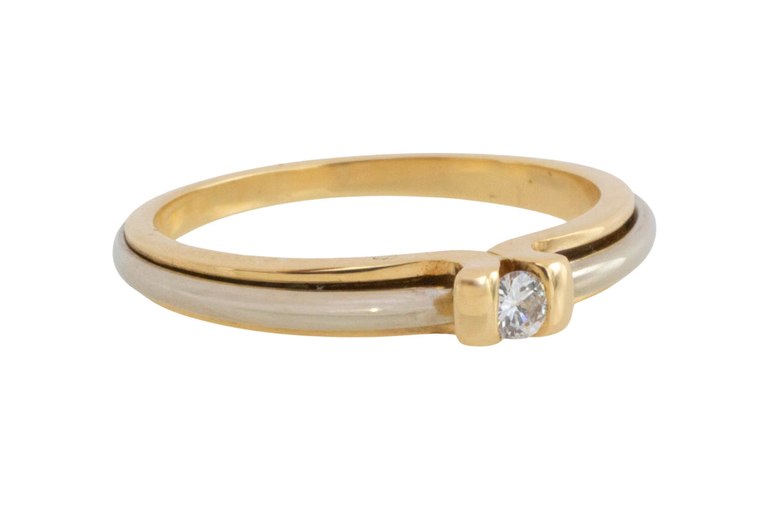 Vintage yellow and white diamond gold solitaire ring