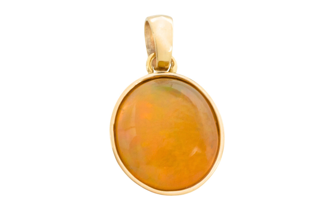 Orange opal pendant in 14 carat gold