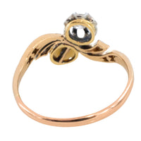 Pearl and diamond Toi et Moi ring in 18 carat gold-Antique rings-The Antique Ring Shop