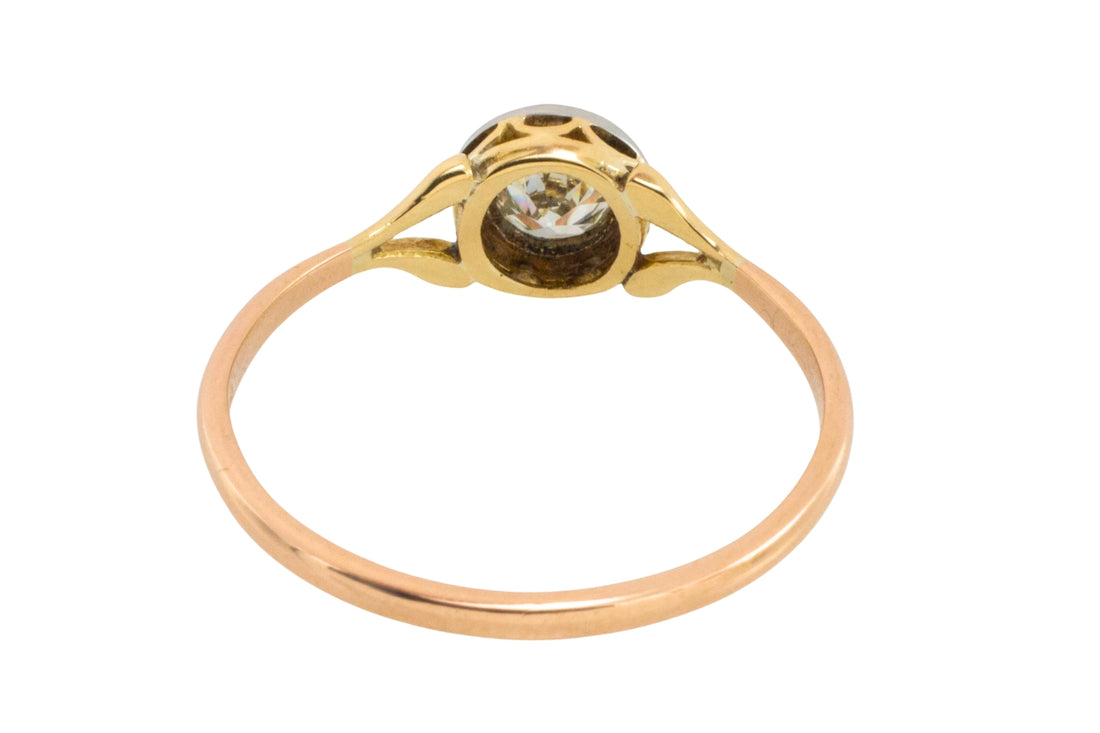 Old cut diamond solitaire ring in 18 carat gold
