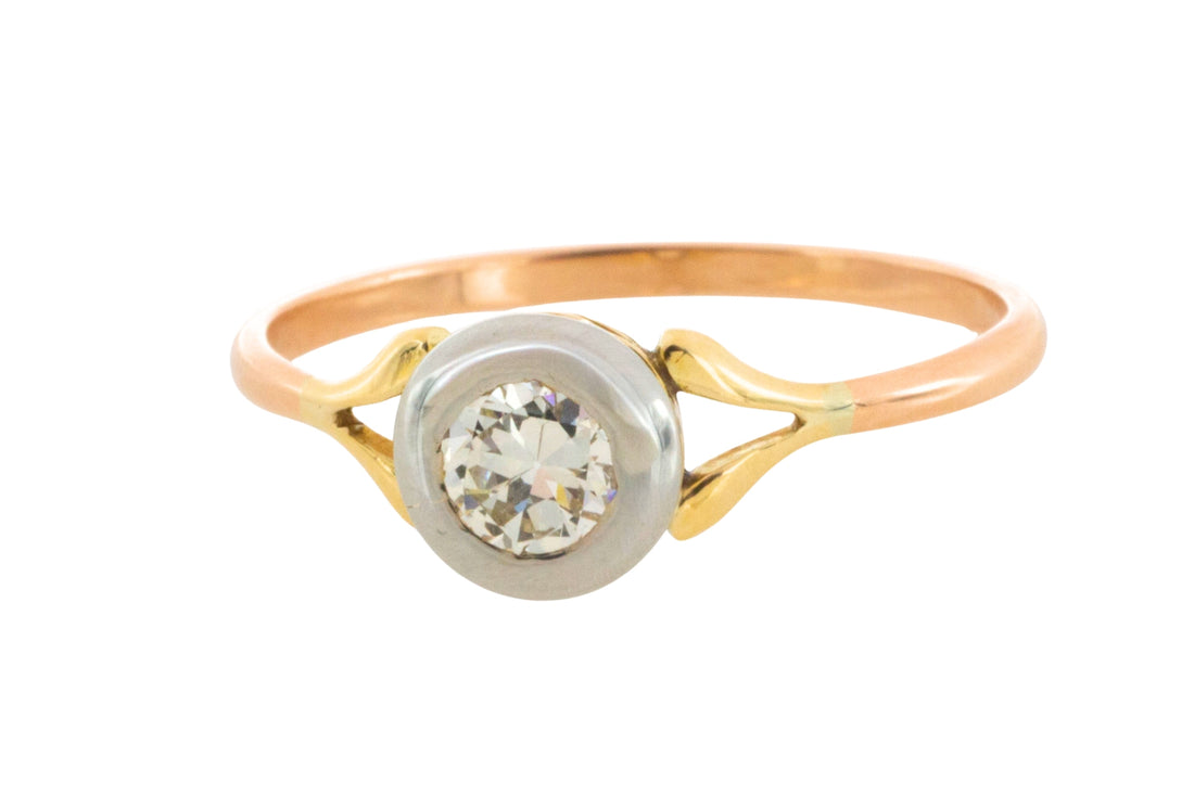 Old cut diamond solitaire ring in 18 carat gold