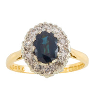 Vintage sapphire and diamond clsuter ring in 18 carat gold