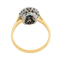 Vintage sapphire and diamond clsuter ring in 18 carat gold