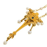 Art Nouvea pendant with pearls and sapphire-Pendants-The Antique Ring Shop