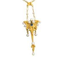 Art Nouvea pendant with pearls and sapphire-Pendants-The Antique Ring Shop