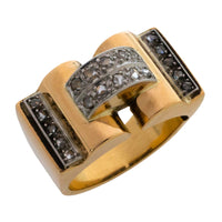 Art Deco rose diamond tank ring in 18 carat gold-Vintage rings-The Antique Ring Shop
