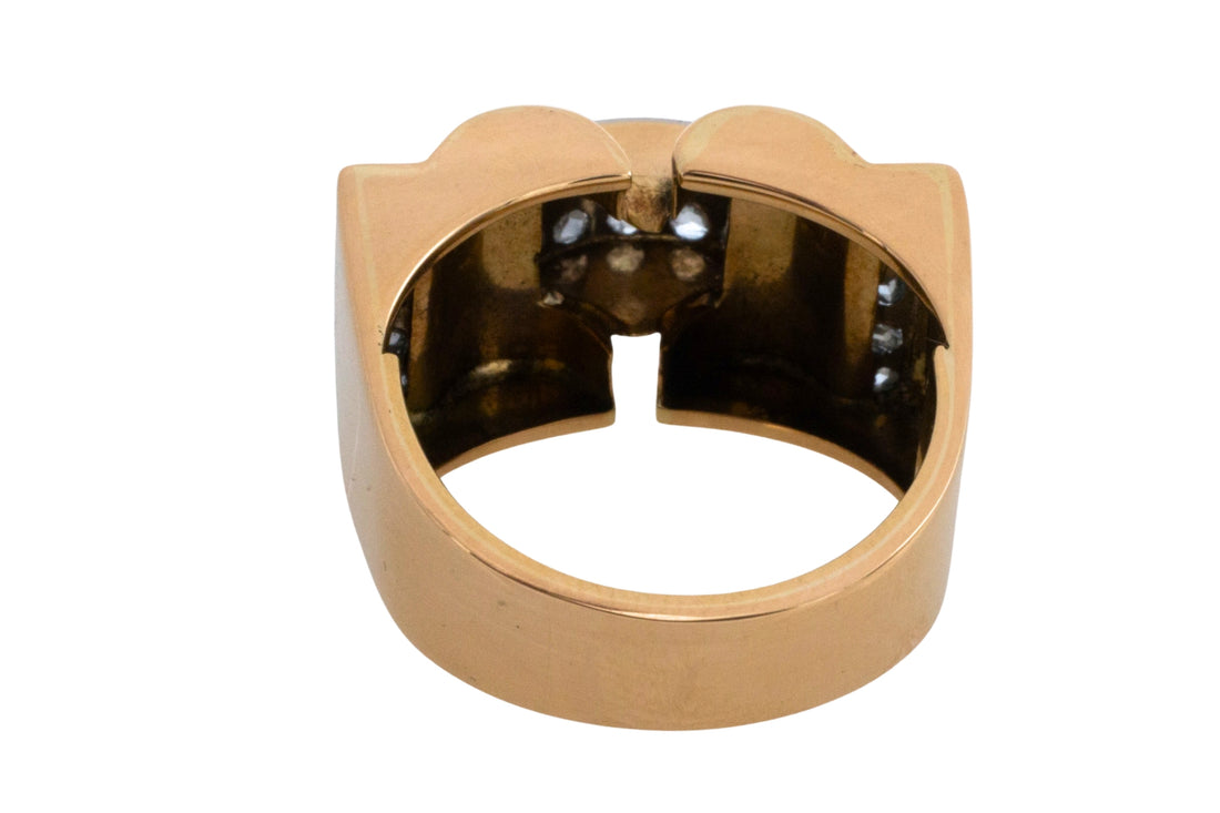 Art Deco rose diamond tank ring in 18 carat gold-Vintage rings-The Antique Ring Shop