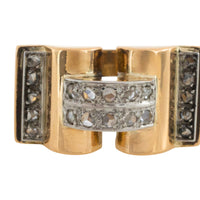 Art Deco rose diamond tank ring in 18 carat gold-Vintage rings-The Antique Ring Shop