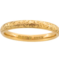 Vintage 18 carat gold band with motif-wedding rings-The Antique Ring Shop