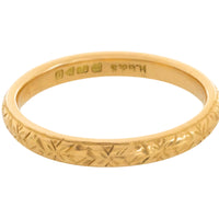 Vintage 18 carat gold band with motif-wedding rings-The Antique Ring Shop