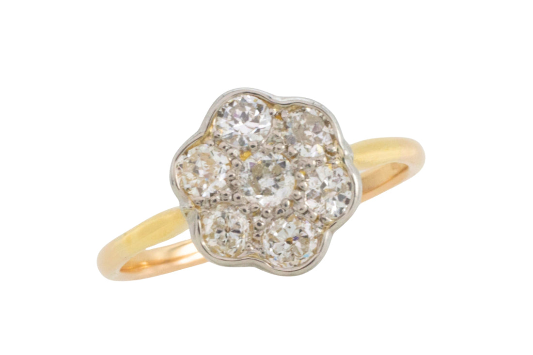 Edwardian old cut diamond cluster ring