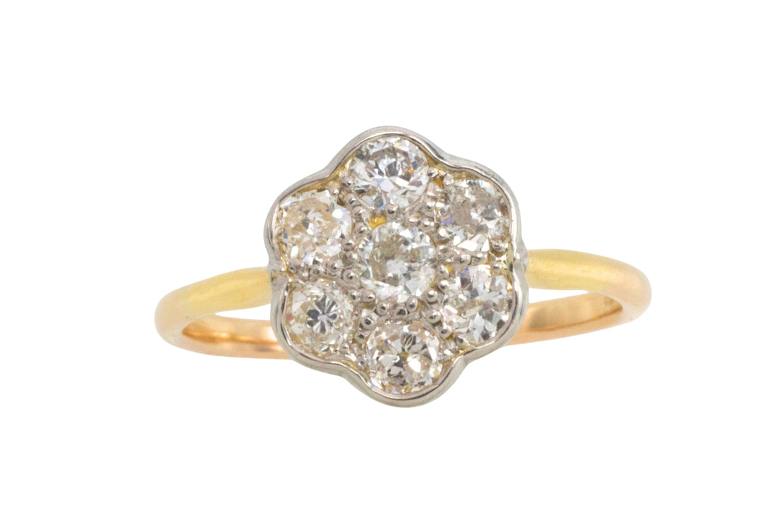 Edwardian old cut diamond cluster ring