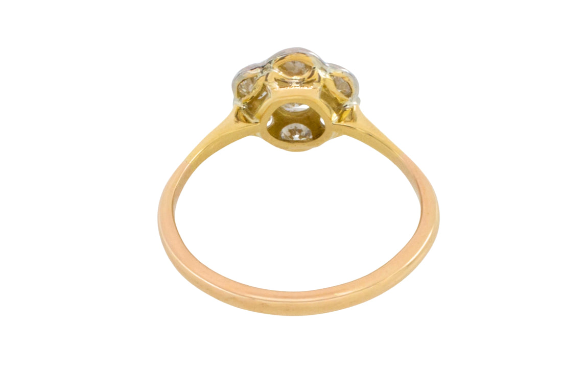Edwardian old cut diamond cluster ring