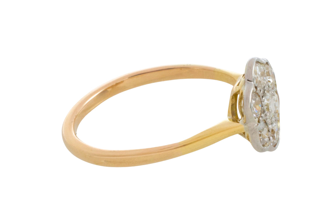 Edwardian old cut diamond cluster ring