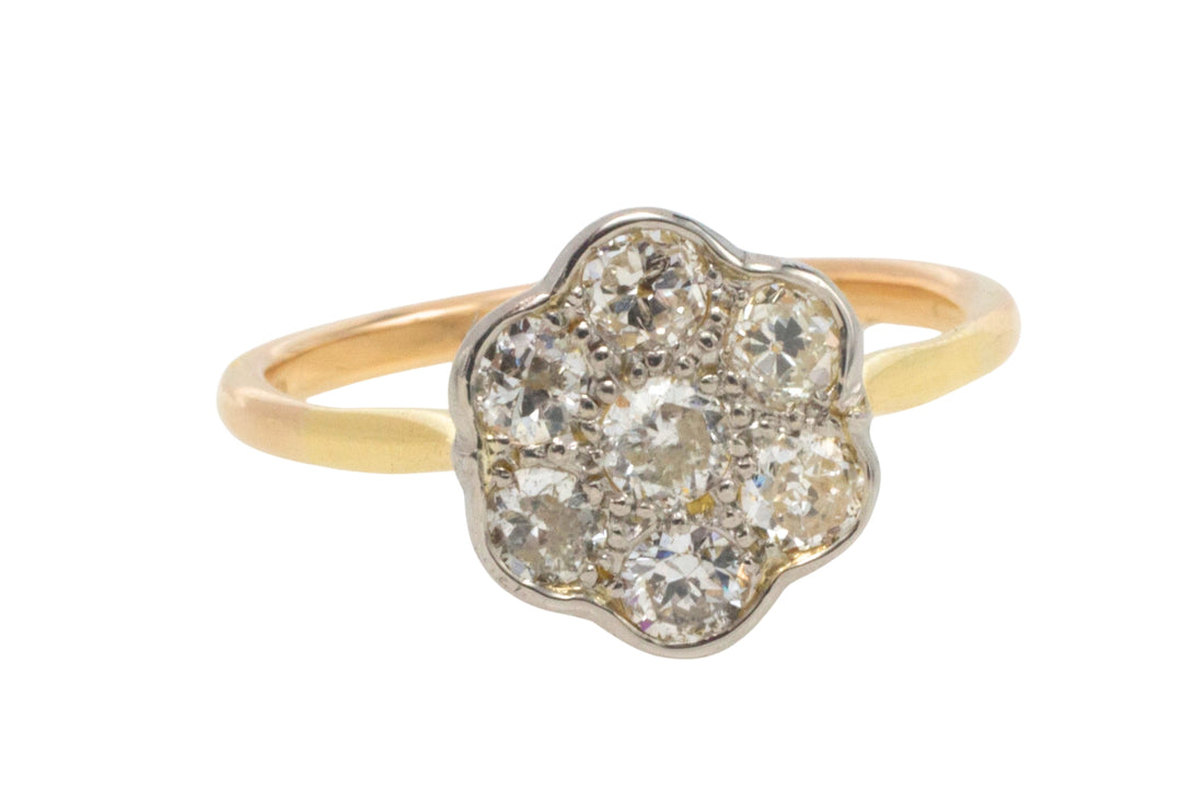 Edwardian old cut diamond cluster ring