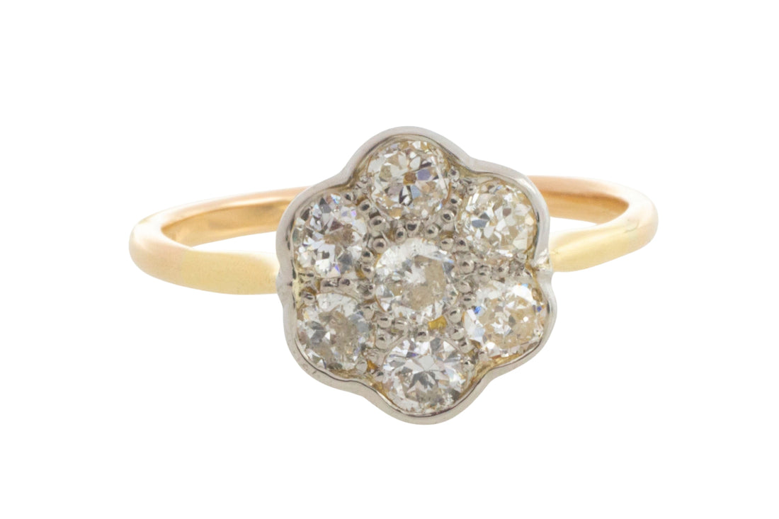 Edwardian old cut diamond cluster ring