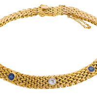 Vintage mesh sapphires and diamond bracelet