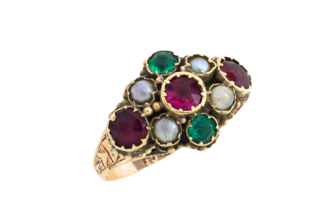 Victorian mourning paste and pearl ring-Antique rings-The Antique Ring Shop