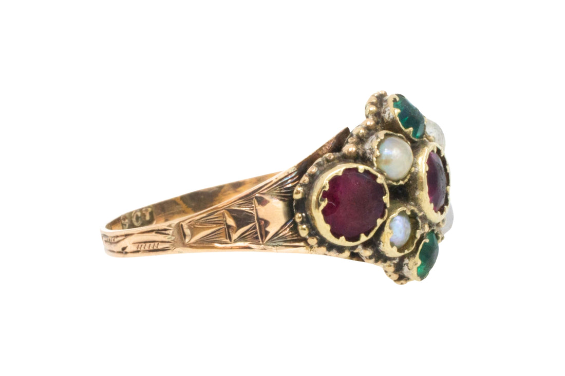Victorian mourning paste and pearl ring-Antique rings-The Antique Ring Shop