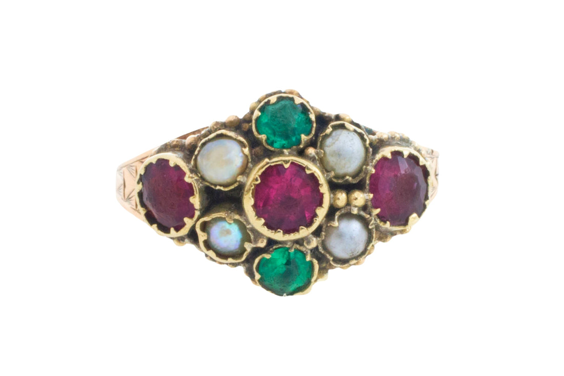 Victorian mourning paste and pearl ring-Antique rings-The Antique Ring Shop