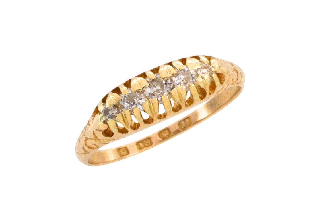 Victorian five stone old cut diamond ring from 1883