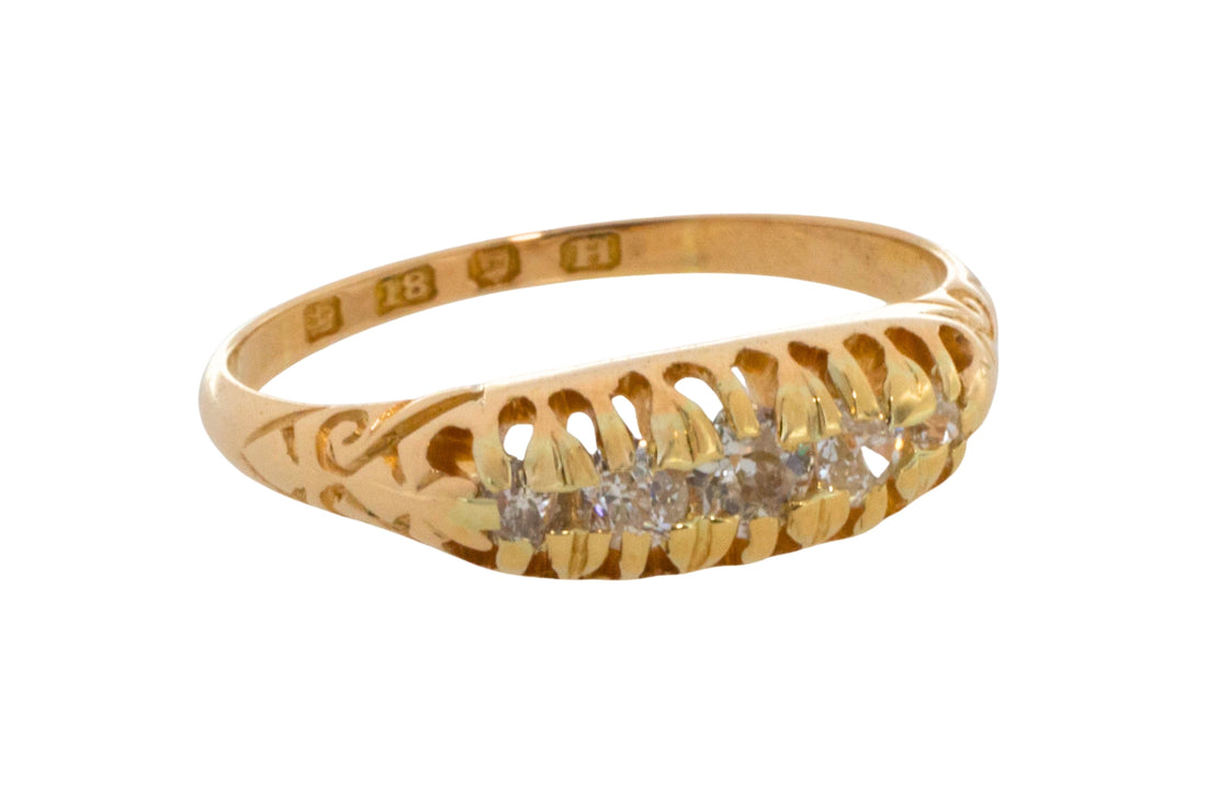 Victorian five stone old cut diamond ring from 1883