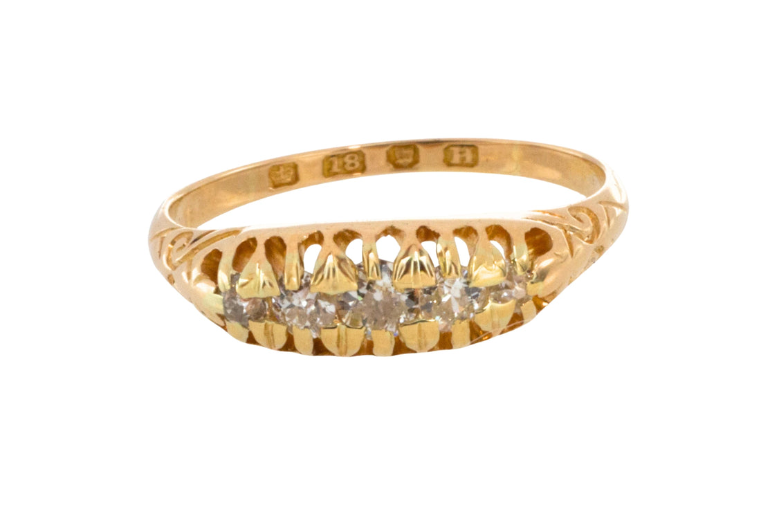 Victorian five stone old cut diamond ring from 1883