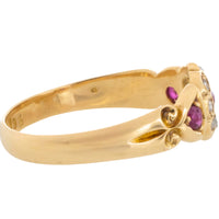 Edwardian ruby and rose cut diamond cluster ring from 1906