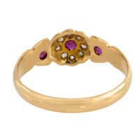 Edwardian ruby and rose cut diamond cluster ring from 1906
