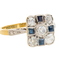 Art Deco old cut diamond and sapphire ring